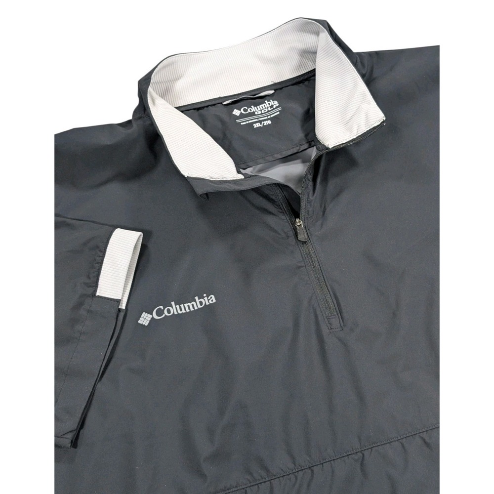 Columbia Golf Big Shot Windbreaker Mens 2XL Black Short Sleeve 1/4 Zip Pullover